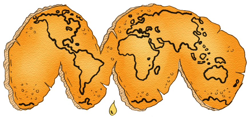 Système de prjection et peau d'orange (source : https://www.kisspng.com/png-globe-world-map-orange-1927305/preview.html)